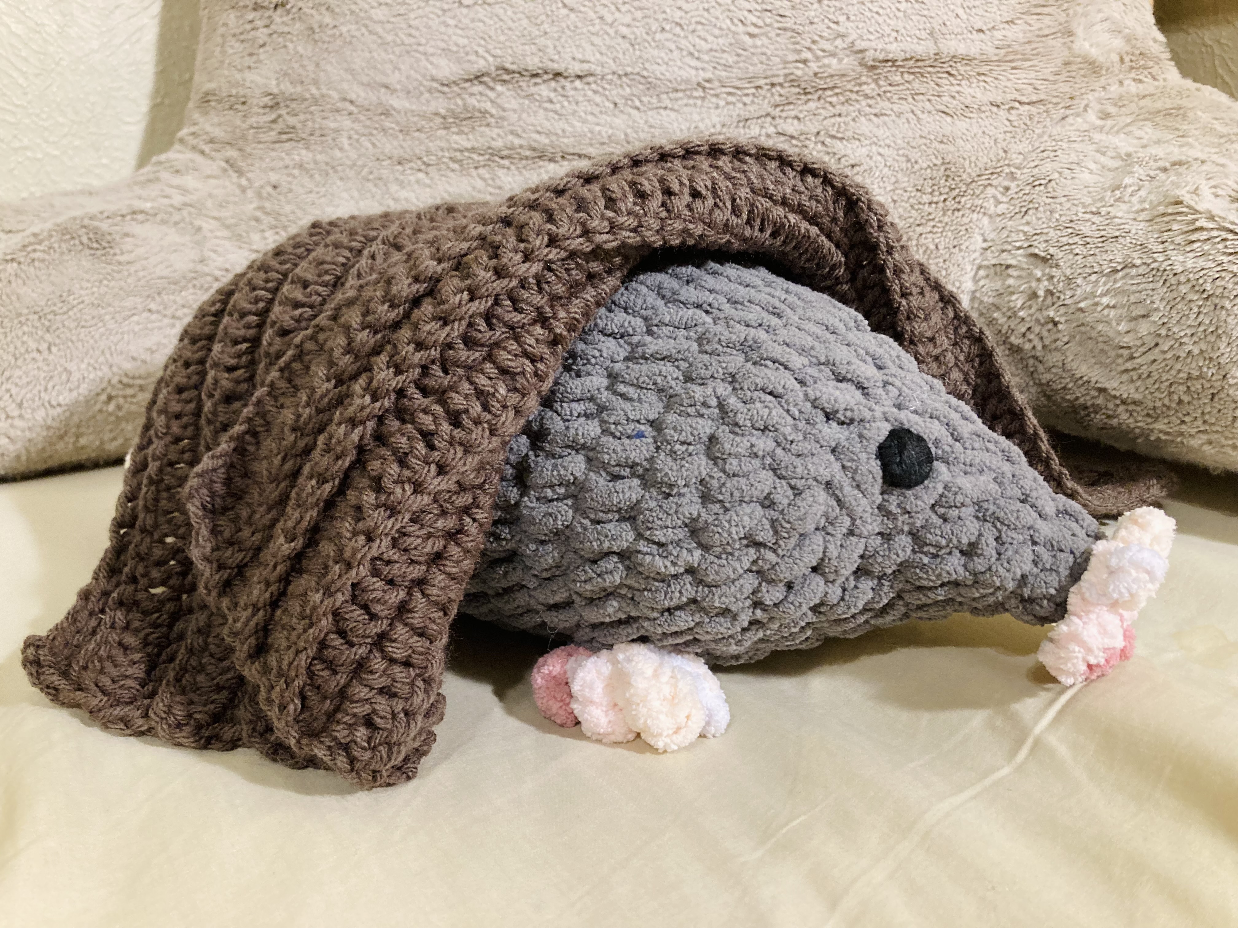 star-nosed mole plush with a textured dirt blanket for a chemistry project