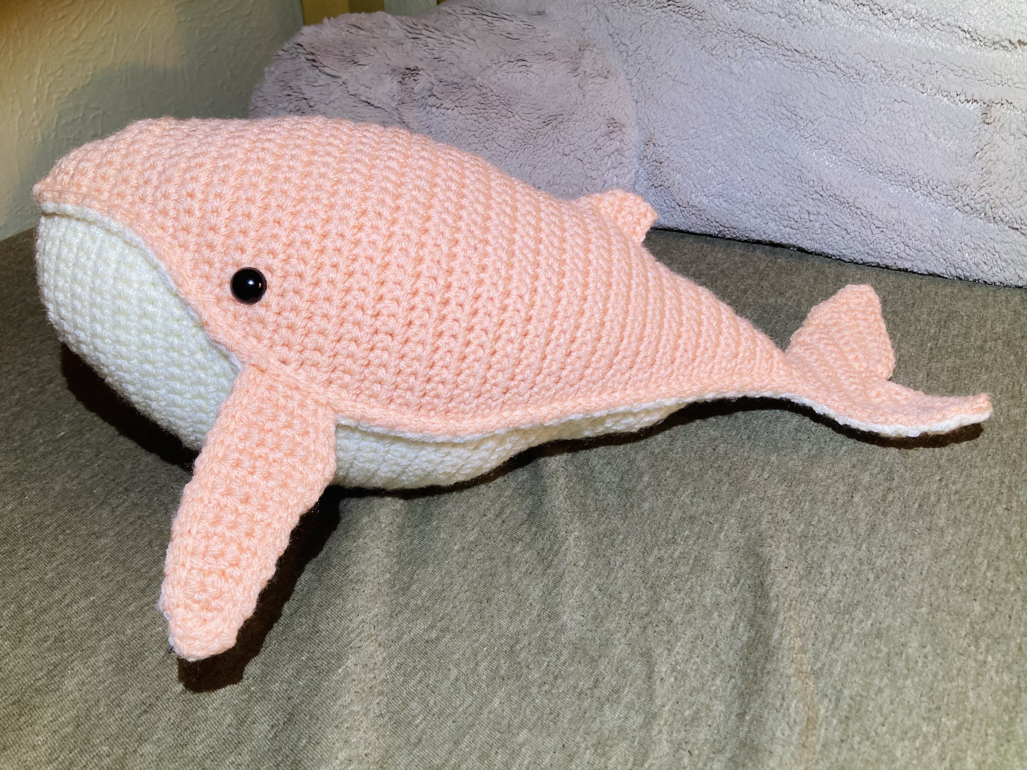 large pink humpback whale plush designed as a baby shower gift for a girl